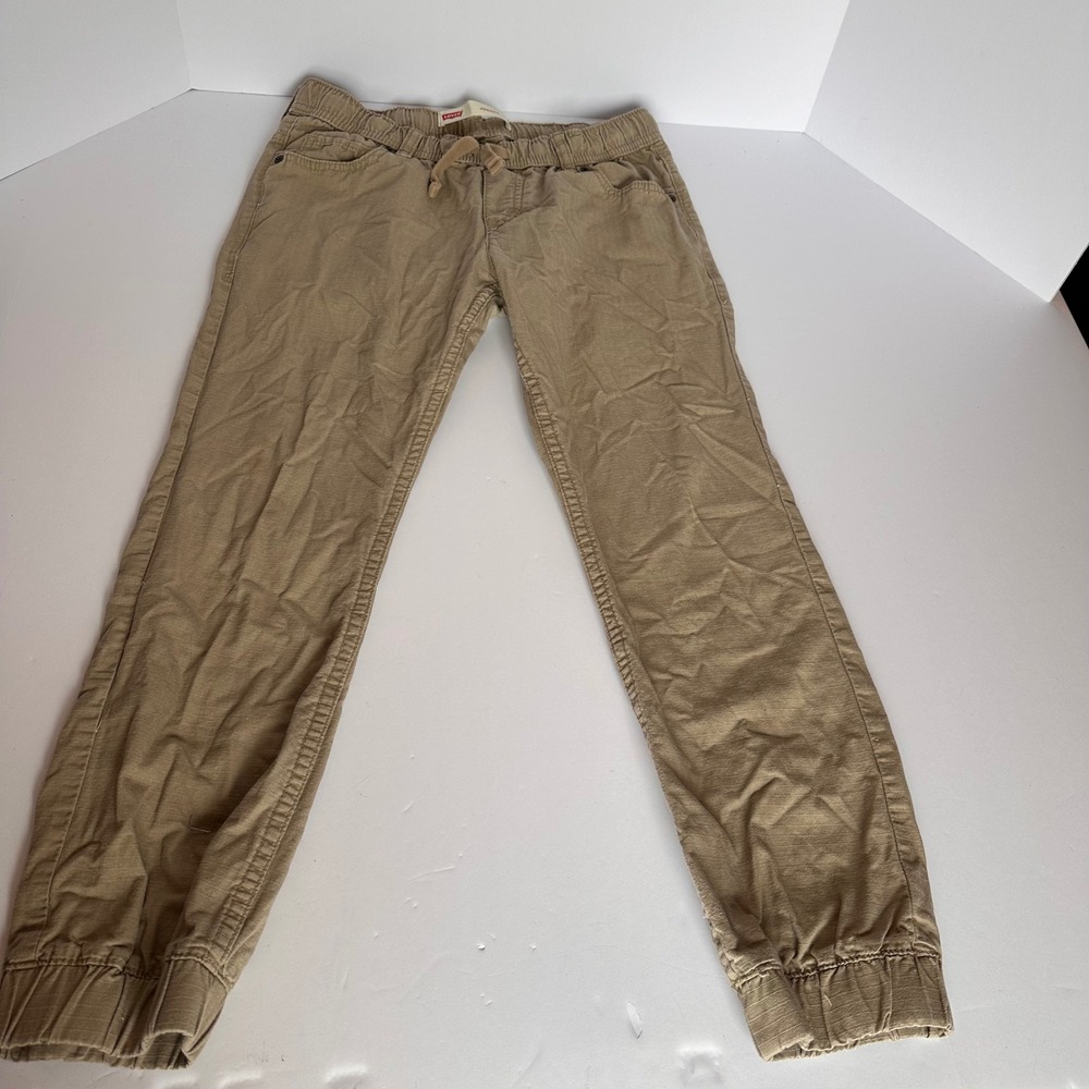 Levis Boys Jogger Pants Medium Beige Casual Drawstring‎ Waist